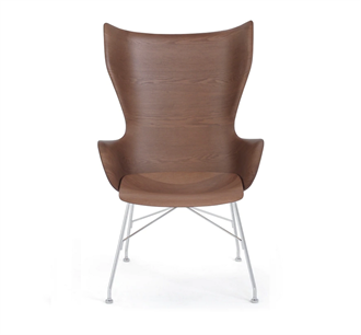 K/Wood stolen i mørk ask m. krom ben designet af Philippe Starck for Kartell